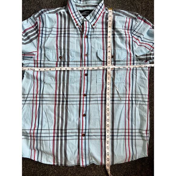 Carhartt Blue red Plaid short sleeve Men's button up shirt Sz large Loose Fit - Picture 4 of 6